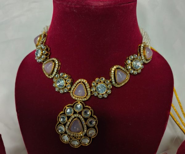 Pink and White Stone Choker Set Pink and White Stone Choker Set